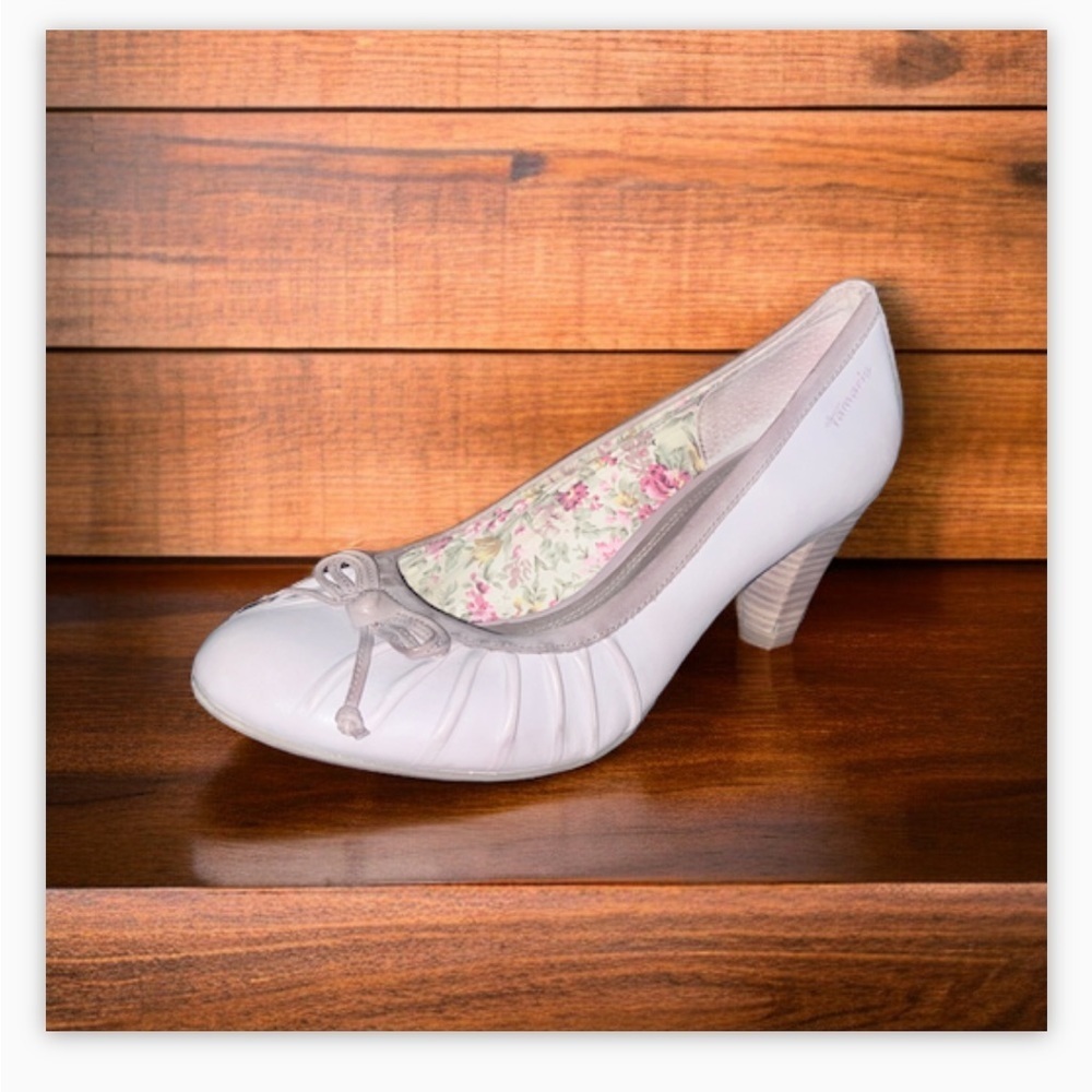 Tamaris Pump -Genuine Leather -Contrast trim-bow detail-floral lining -S… - Picture 14 of 16